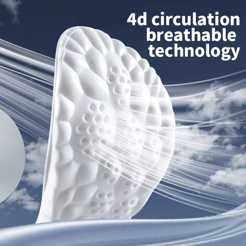 4D Cloud Technology Sports Insoles for Shoes PU Sole Soft Breathable Shock Absorption Cushion Running Orthopedic Care Insoles