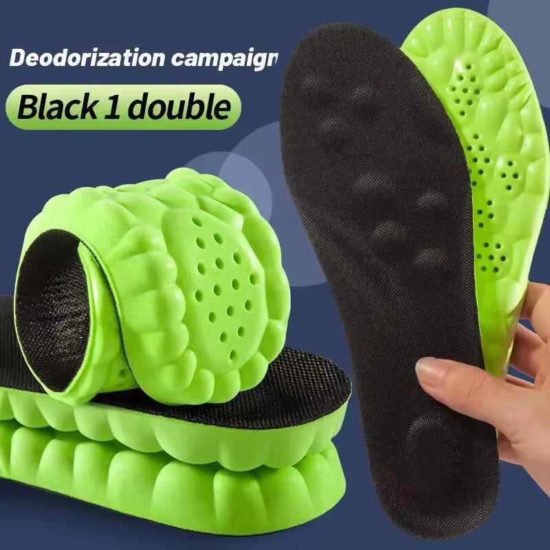 4D Cloud Technology Sports Insoles for Shoes PU Sole Soft Breathable Shock Absorption Cushion Running Orthopedic Care Insoles